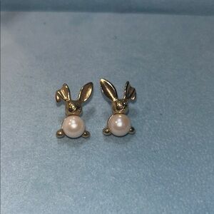Gold and Pearl Bunny Earrings